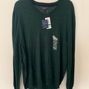 NEW Solid V-Neck Merino Wool Club Room Sweater